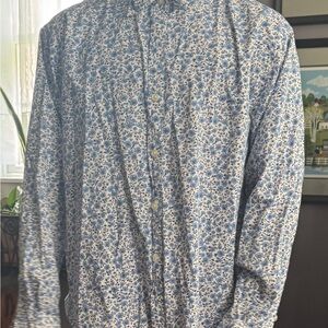 Talbots Blue and White Floral Blouse